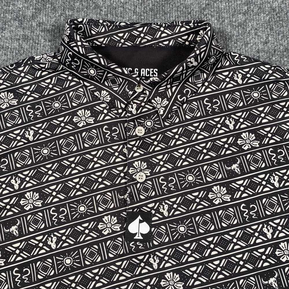 Pins & Aces Sedona Sundown Stretch Golf Polo Shirt Mens Large Western Cowboy